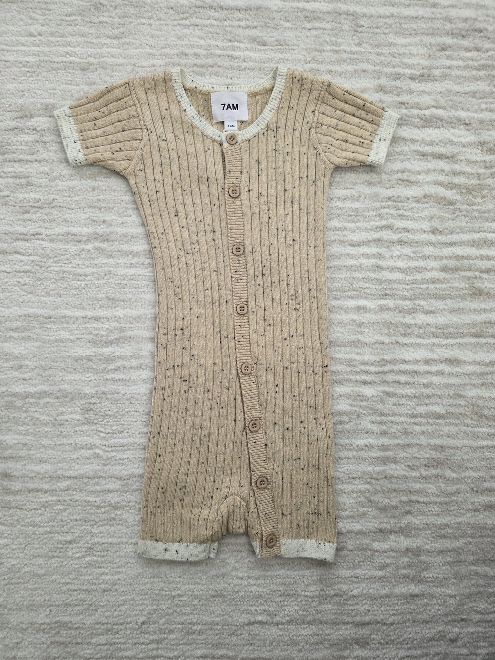 NWT 7am Enfant Beige Speckled One-Piece Romper
